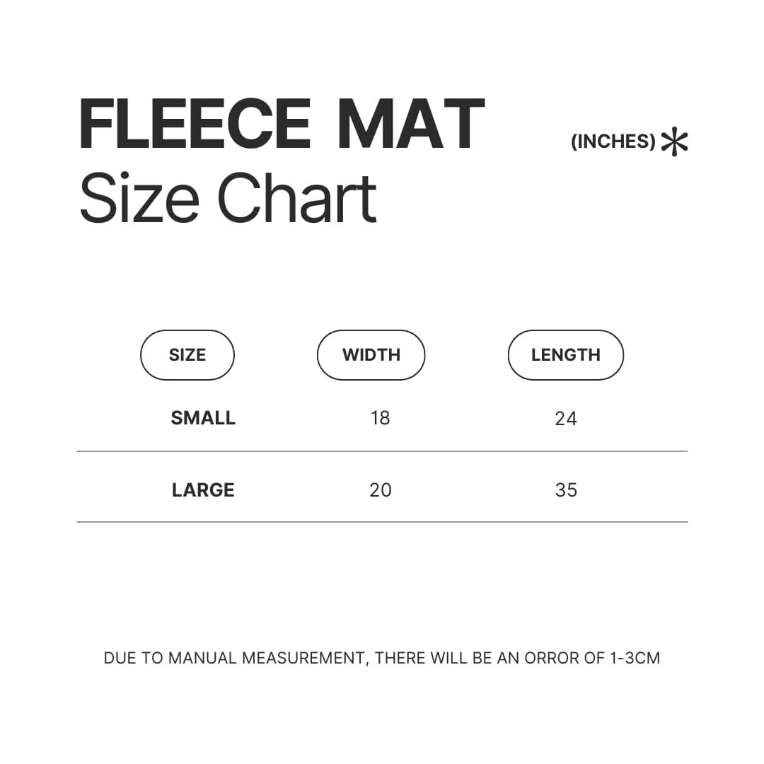 Fleece Mat Size Chart - Captain Tsubasa Store