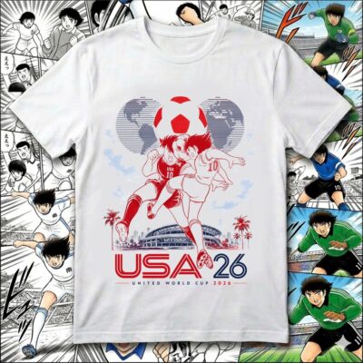 USA Captain Tsubasa Anime Soccer Shirt 04, USA 2026 World Cup Tee