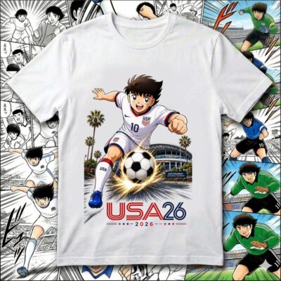USA Captain Tsubasa Anime Soccer Shirt 01, USA 2026 World Cup Tee