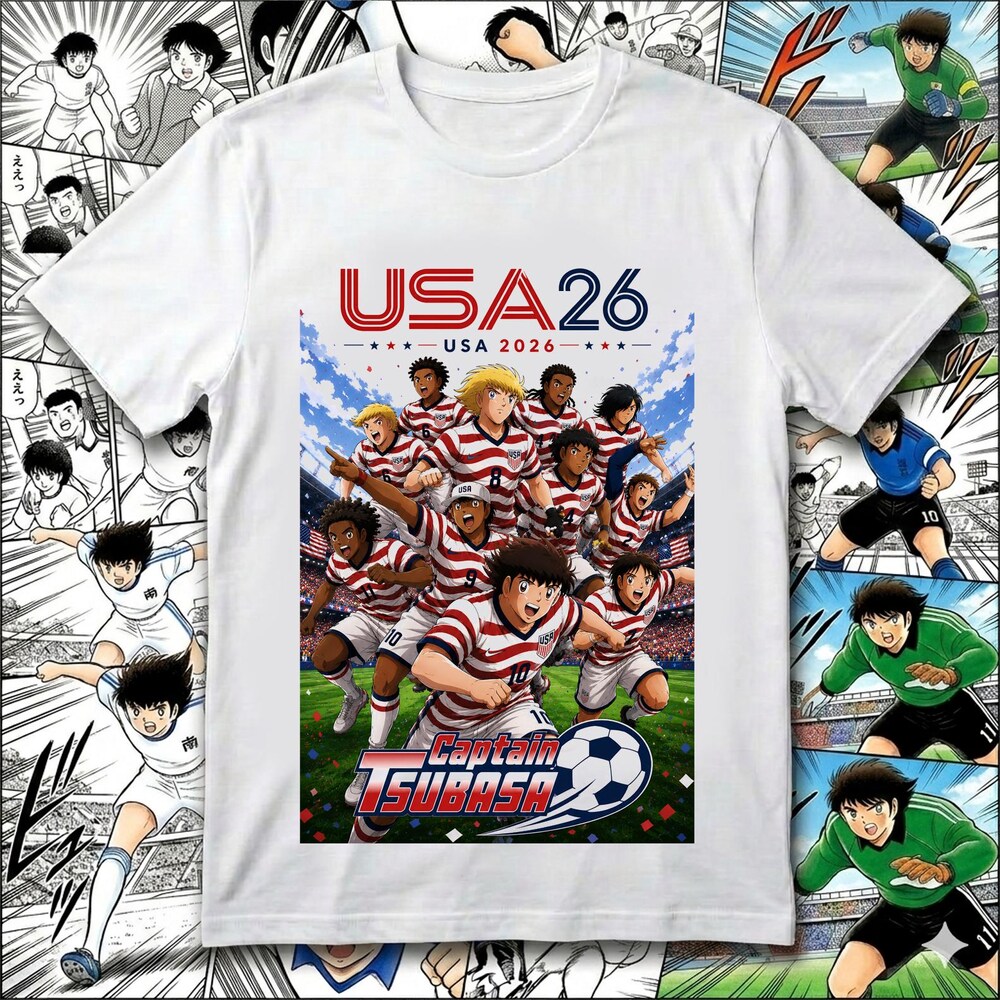 USA Captain Tsubasa Anime Soccer Shirt 03, USA 2026 World Cup Tee