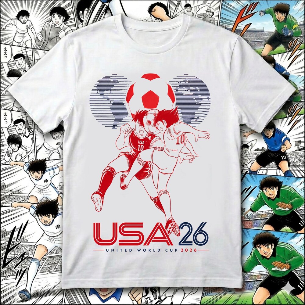 USA Captain Tsubasa Anime Soccer Shirt 05, USA 2026 World Cup Tee