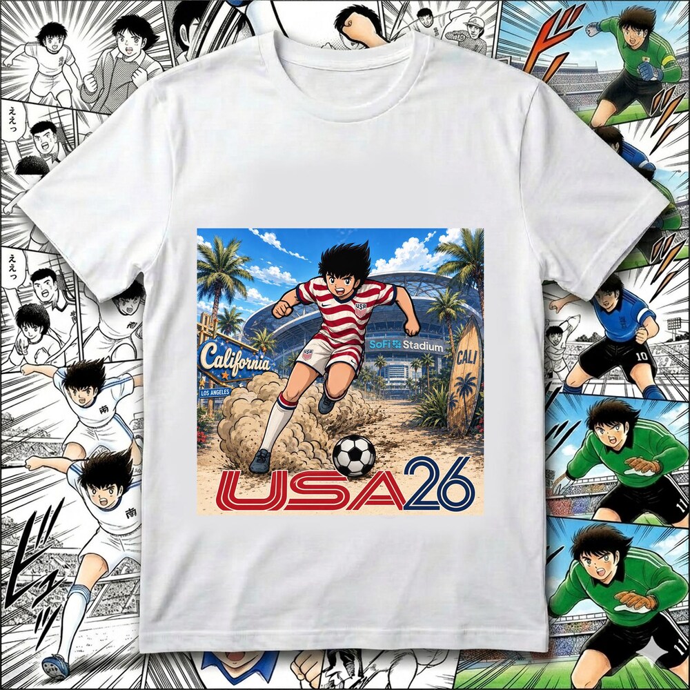 USA Captain Tsubasa Anime Soccer Shirt 02, USA 2026 World Cup Tee