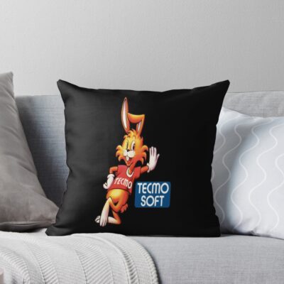Tecmo Soft Rabbit Logo Throw Pillow