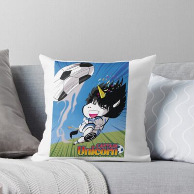 Captain Unicorn Football Throw Pillow